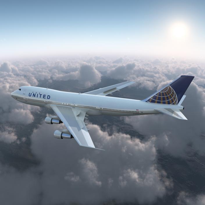 Boeing 747-100B United Rigged 3D model