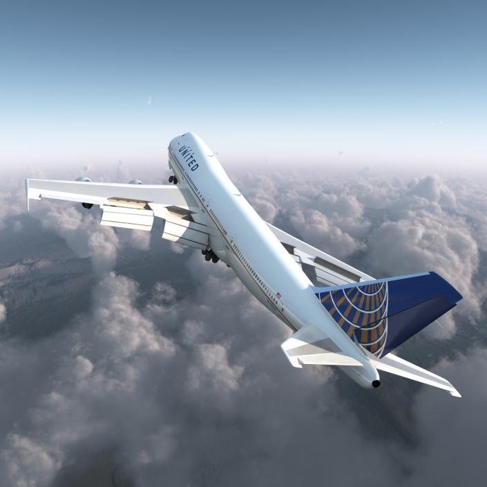 Boeing 747-100B United Rigged 3D model