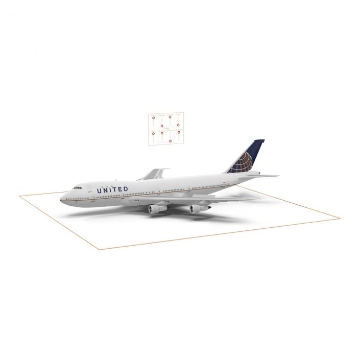 Boeing 747-100B United Rigged 3D model