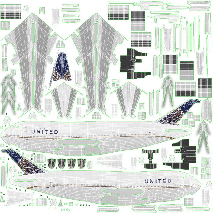 Boeing 747-100B United Rigged 3D model