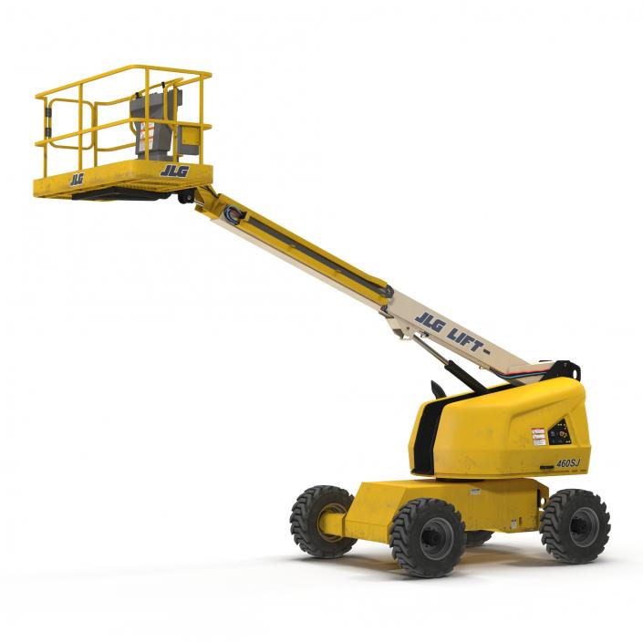 3D Telescopic Boom Lift JLG Yellow Rigged model