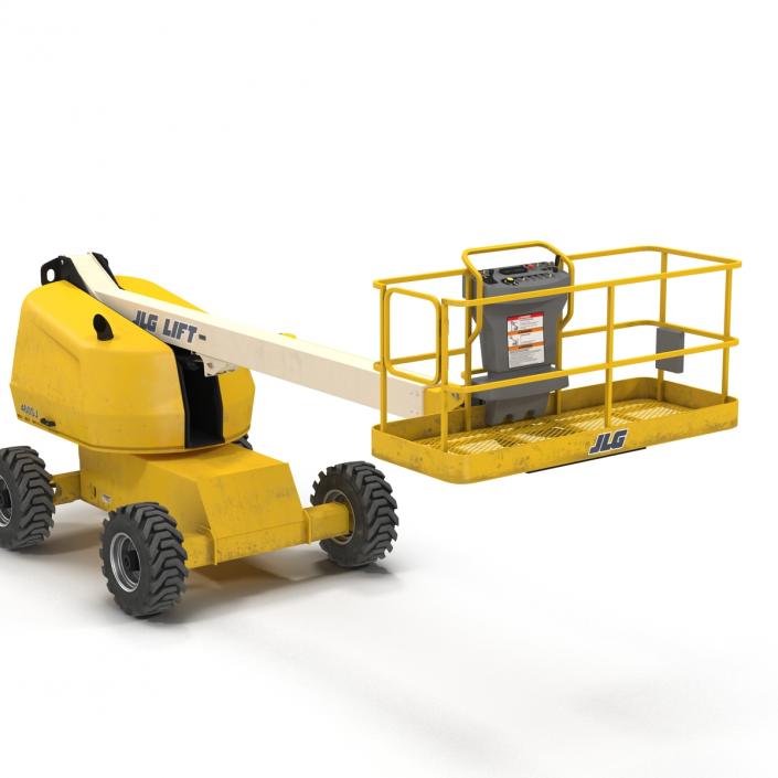 3D Telescopic Boom Lift JLG Yellow Rigged model