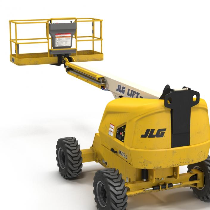 3D Telescopic Boom Lift JLG Yellow Rigged model