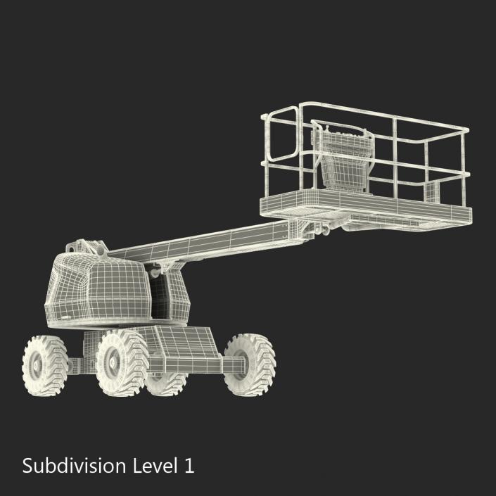 3D Telescopic Boom Lift JLG Yellow Rigged model