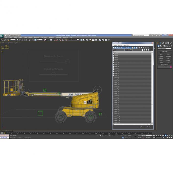 3D Telescopic Boom Lift JLG Yellow Rigged model