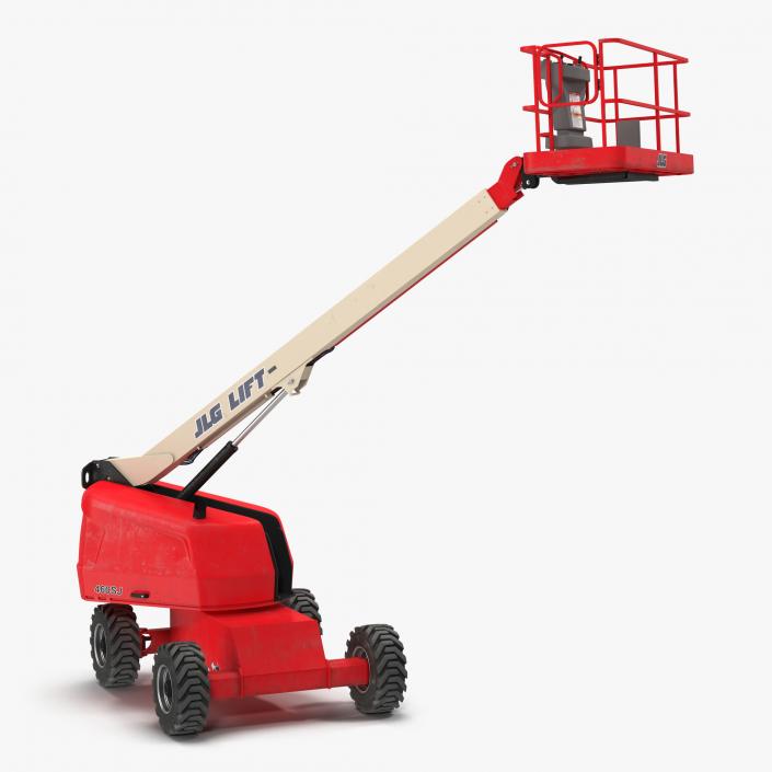 3D model Telescopic Boom Lift JLG Red Rigged