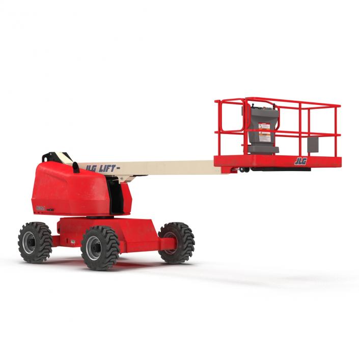 3D model Telescopic Boom Lift JLG Red Rigged