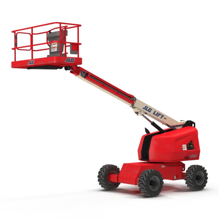 3D model Telescopic Boom Lift JLG Red Rigged