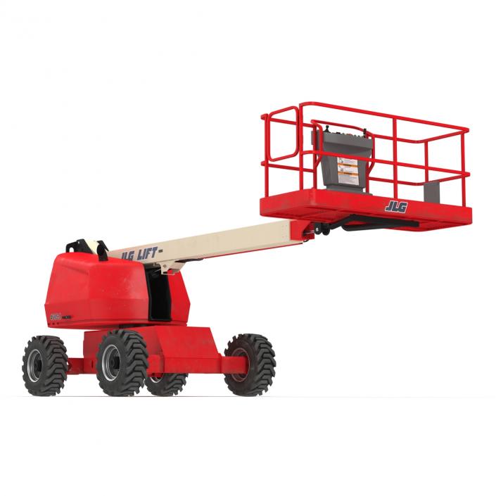 3D model Telescopic Boom Lift JLG Red Rigged