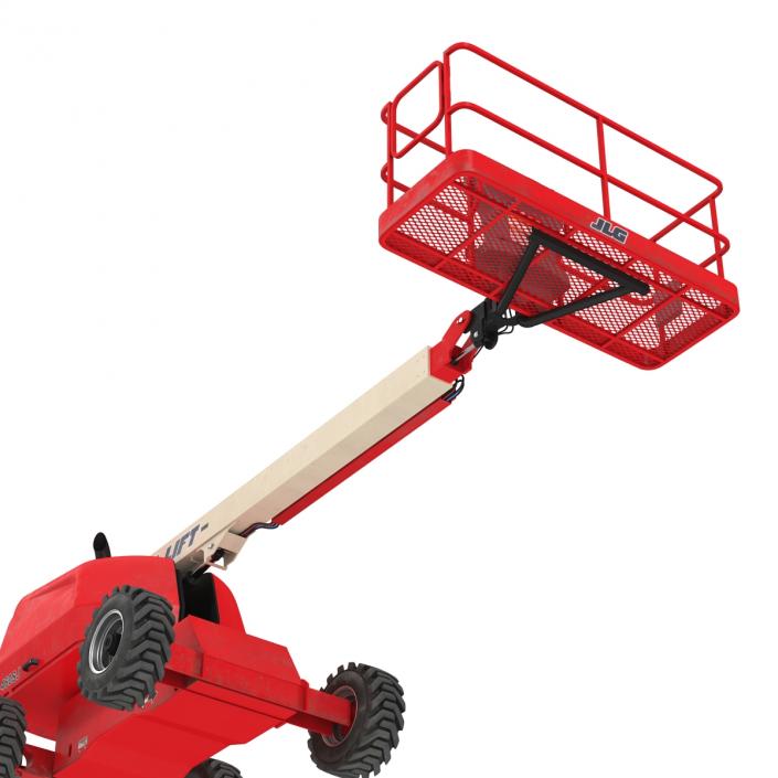 3D model Telescopic Boom Lift JLG Red Rigged