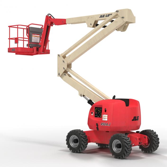 3D Telescopic Boom Lift JLG 450AJ Red Rigged