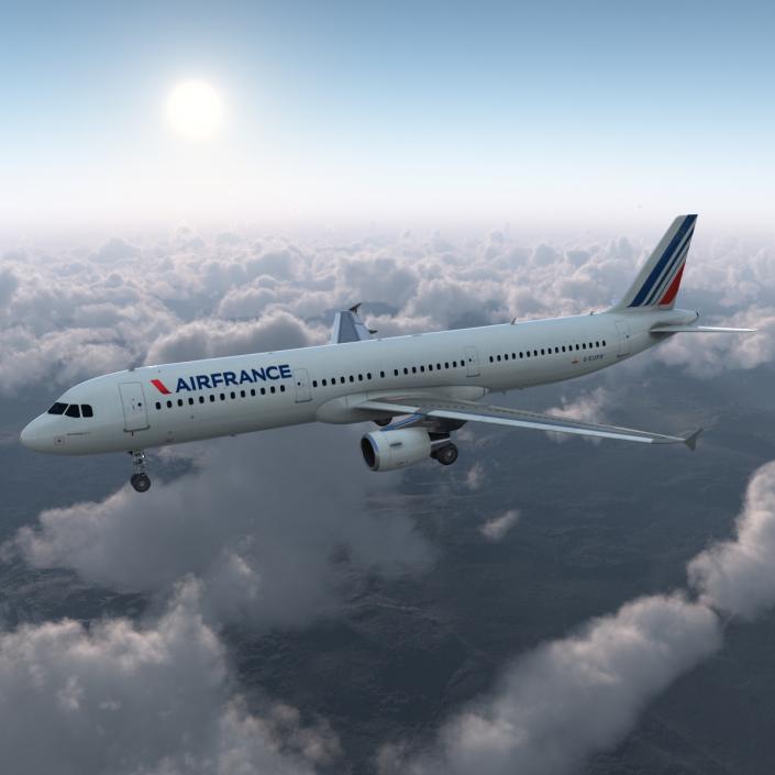 Airbus A321 Air France Rigged 3D model