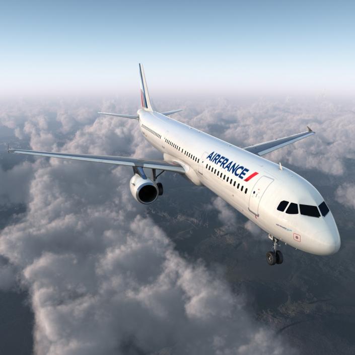 Airbus A321 Air France Rigged 3D model