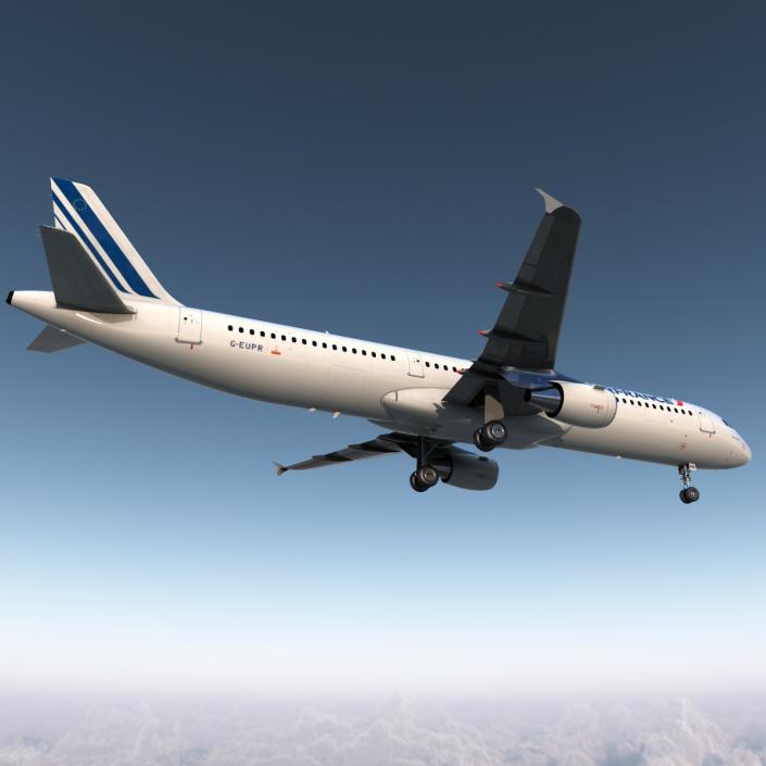 Airbus A321 Air France Rigged 3D model