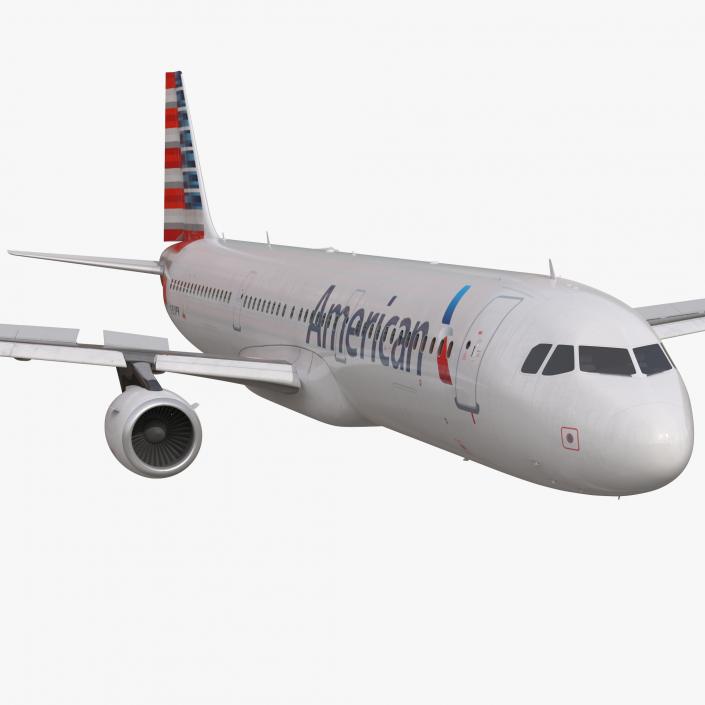 3D Airbus A321 American Airlines Rigged