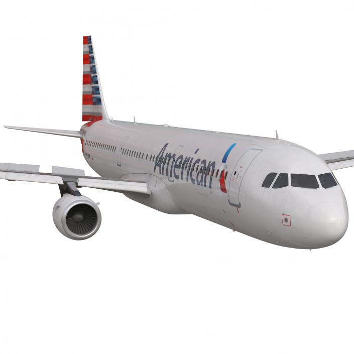 3D Airbus A321 American Airlines Rigged