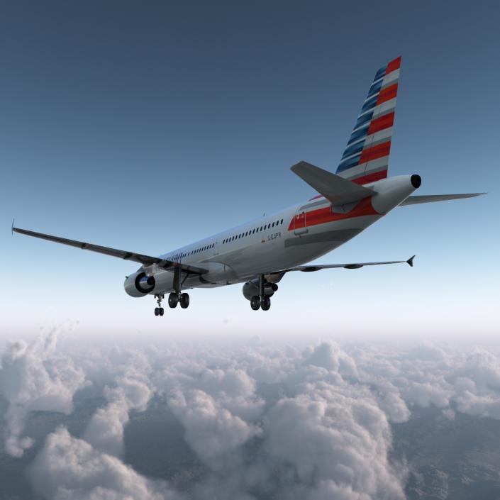 3D Airbus A321 American Airlines Rigged