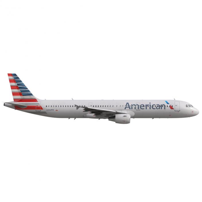 3D Airbus A321 American Airlines Rigged