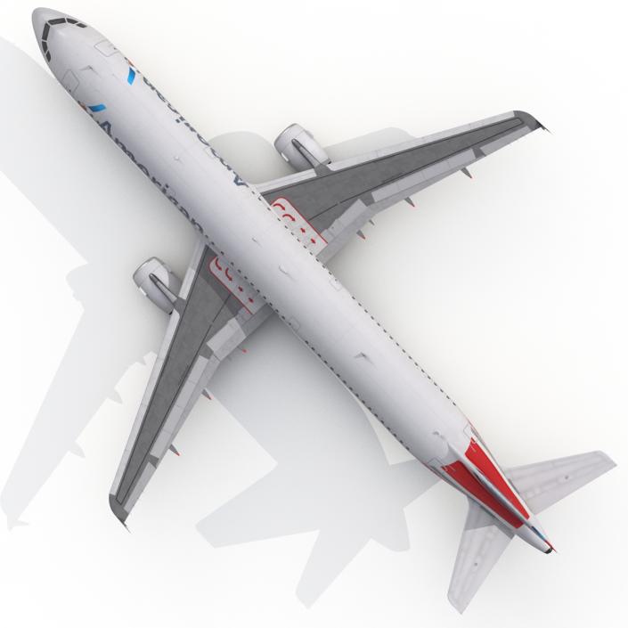 3D Airbus A321 American Airlines Rigged