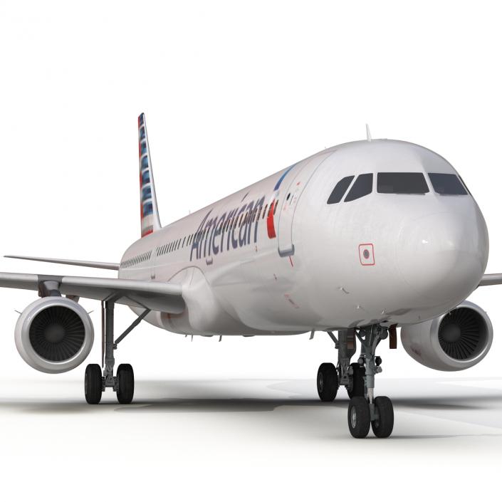 3D Airbus A321 American Airlines Rigged