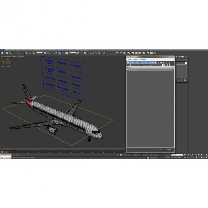 3D Airbus A321 American Airlines Rigged