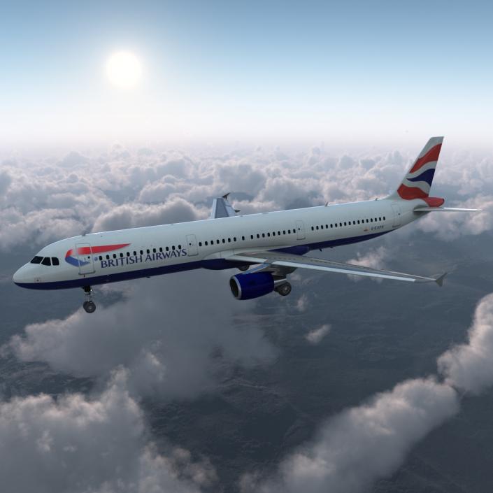 Airbus A321 British Airways Rigged 3D model