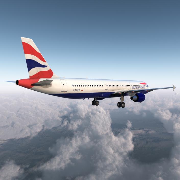 Airbus A321 British Airways Rigged 3D model