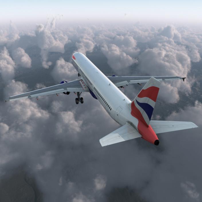 Airbus A321 British Airways Rigged 3D model