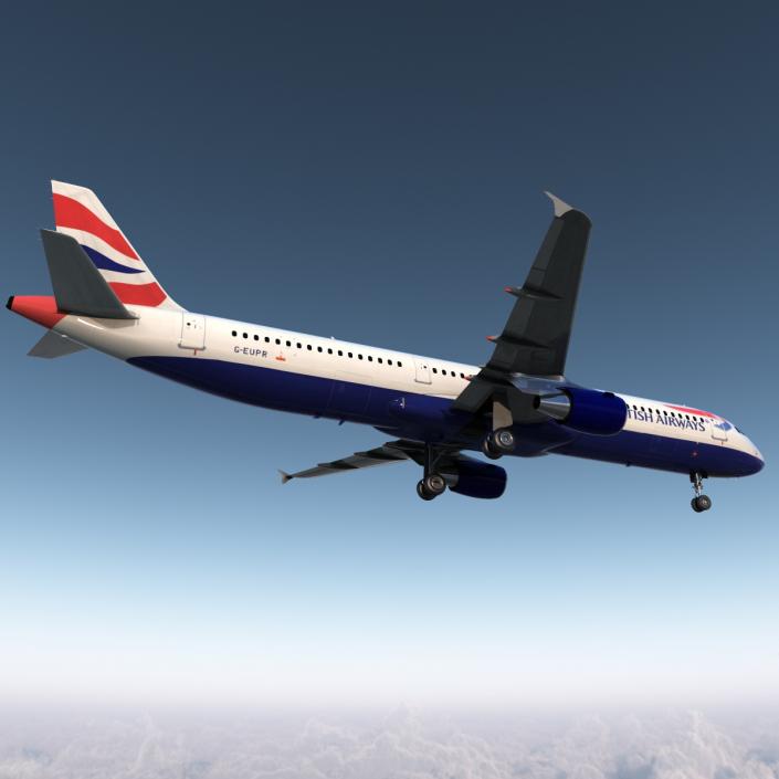 Airbus A321 British Airways Rigged 3D model