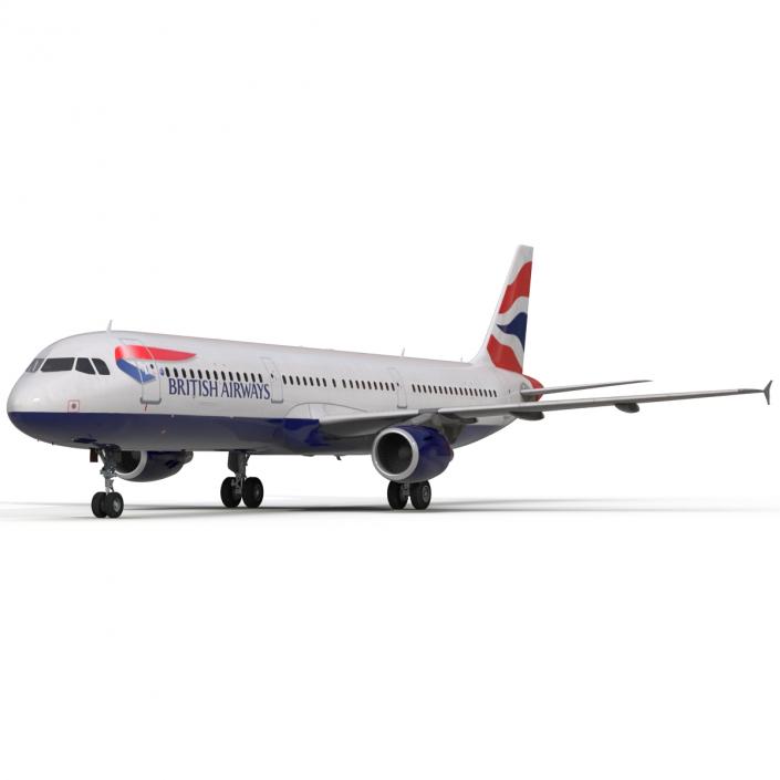 Airbus A321 British Airways Rigged 3D model