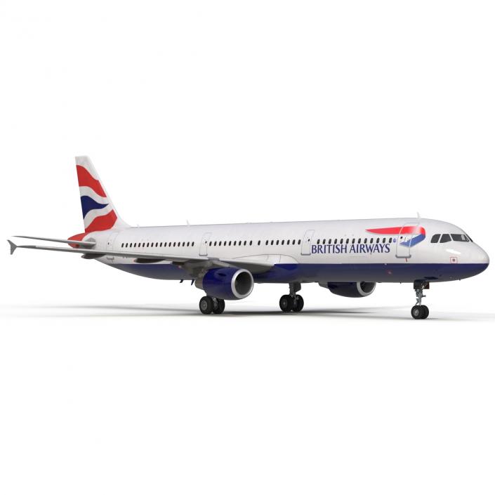 Airbus A321 British Airways Rigged 3D model