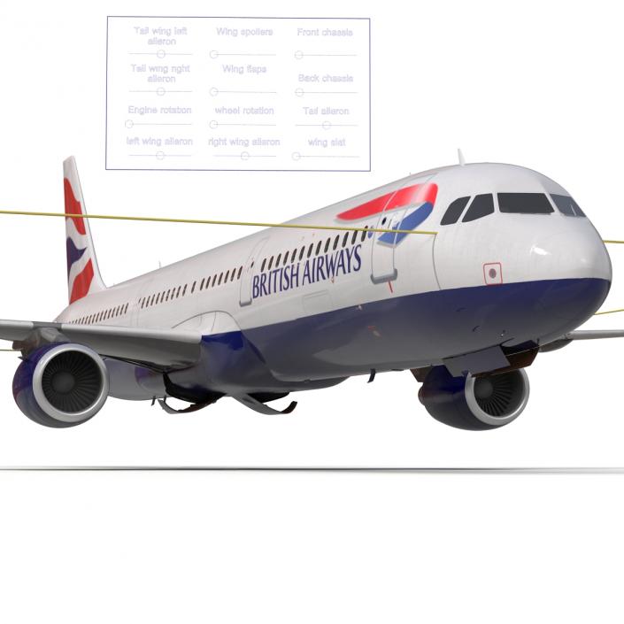 Airbus A321 British Airways Rigged 3D model