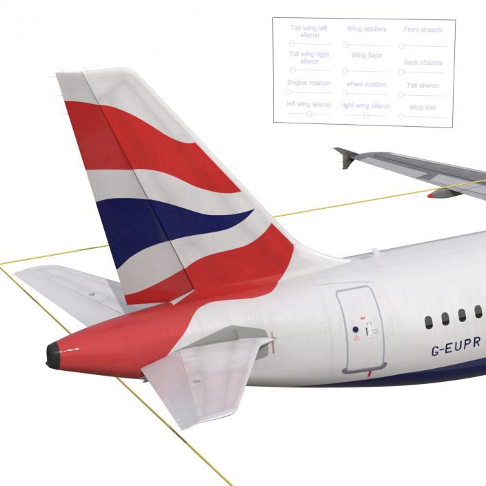 Airbus A321 British Airways Rigged 3D model