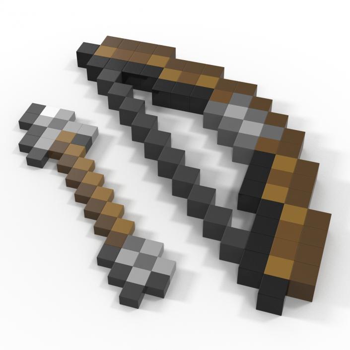 3D Minecraft Bow and Arrow model