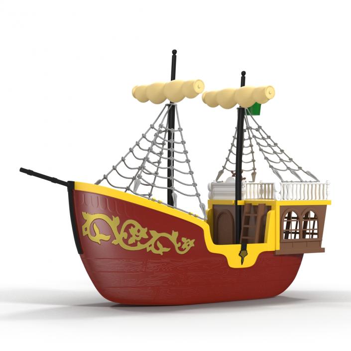 3D Toy Sailboat 3 Red model