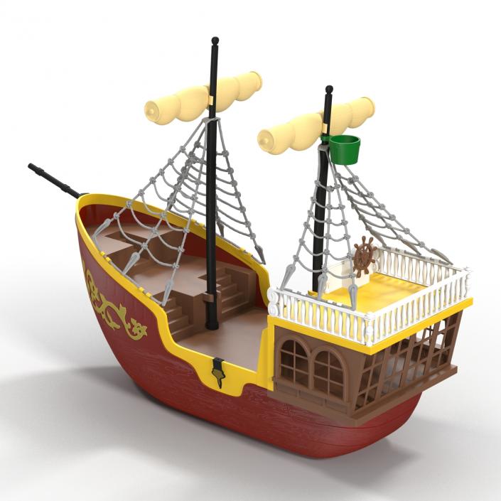 3D Toy Sailboat 3 Red model