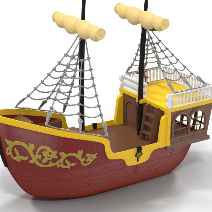 3D Toy Sailboat 3 Red model