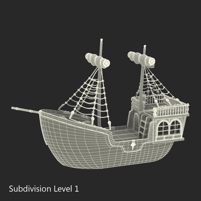 3D Toy Sailboat 3 Red model