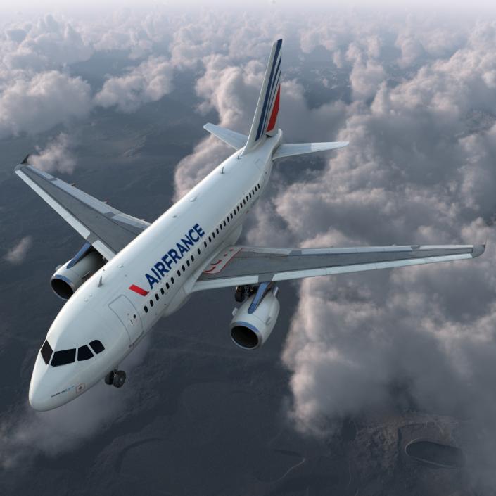 Airbus A318 Air France Rigged 3D model