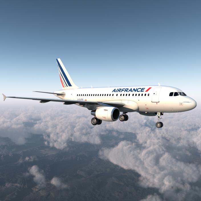 Airbus A318 Air France Rigged 3D model