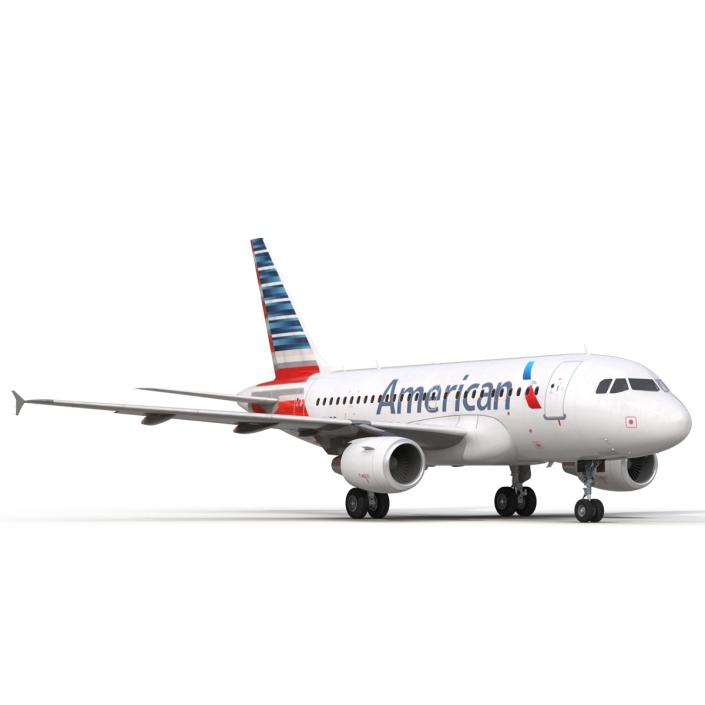 3D Airbus A318 American Airlines Rigged