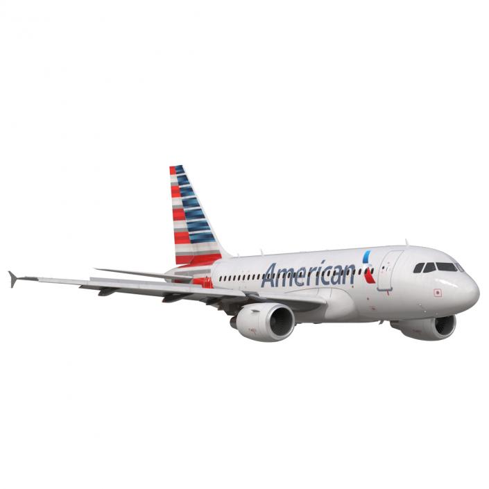 3D Airbus A318 American Airlines Rigged