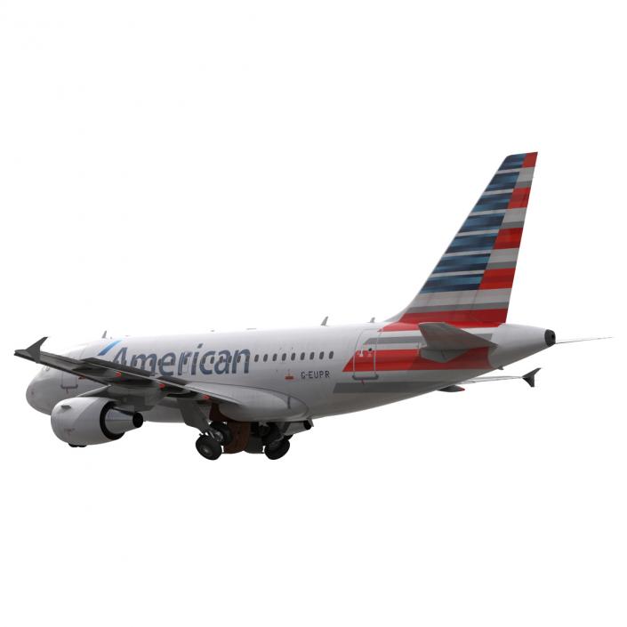 3D Airbus A318 American Airlines Rigged