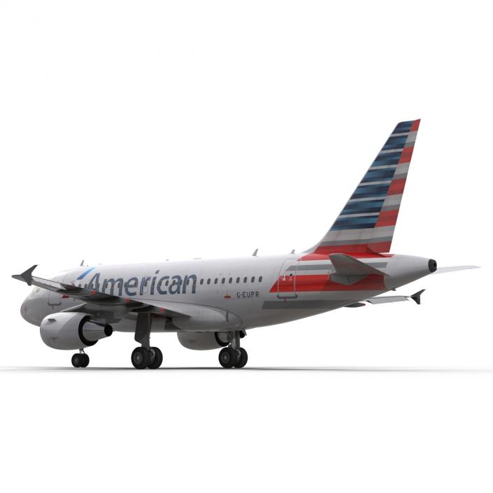 3D Airbus A318 American Airlines Rigged