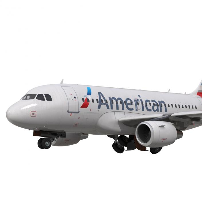 3D Airbus A318 American Airlines Rigged