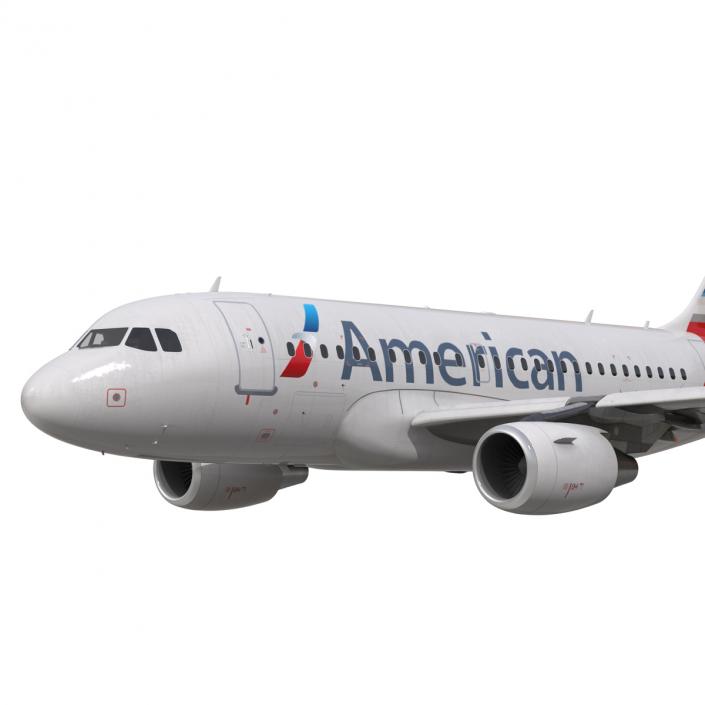 3D Airbus A318 American Airlines Rigged