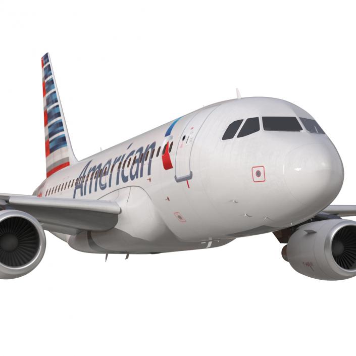 3D Airbus A318 American Airlines Rigged