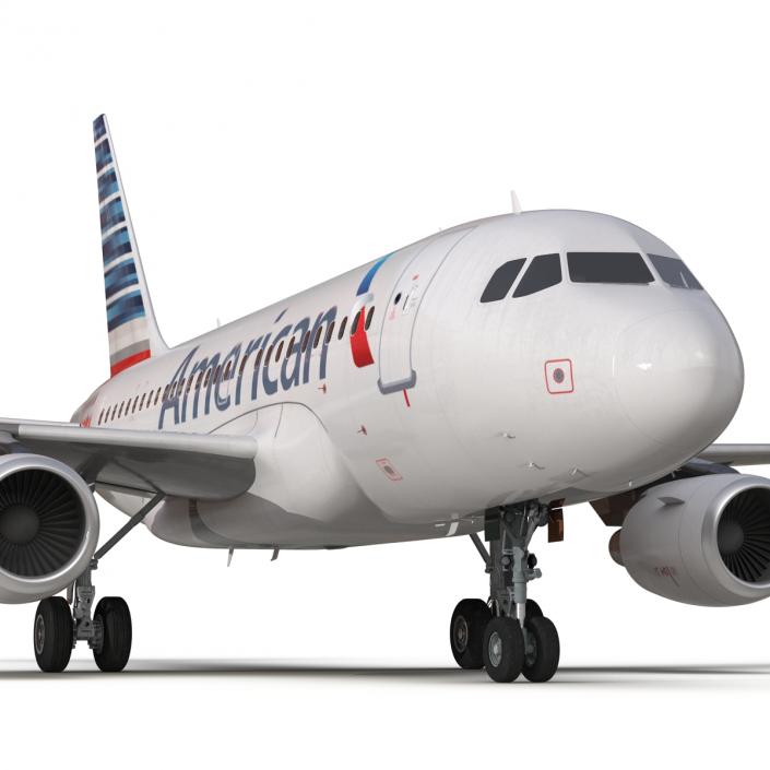 3D Airbus A318 American Airlines Rigged