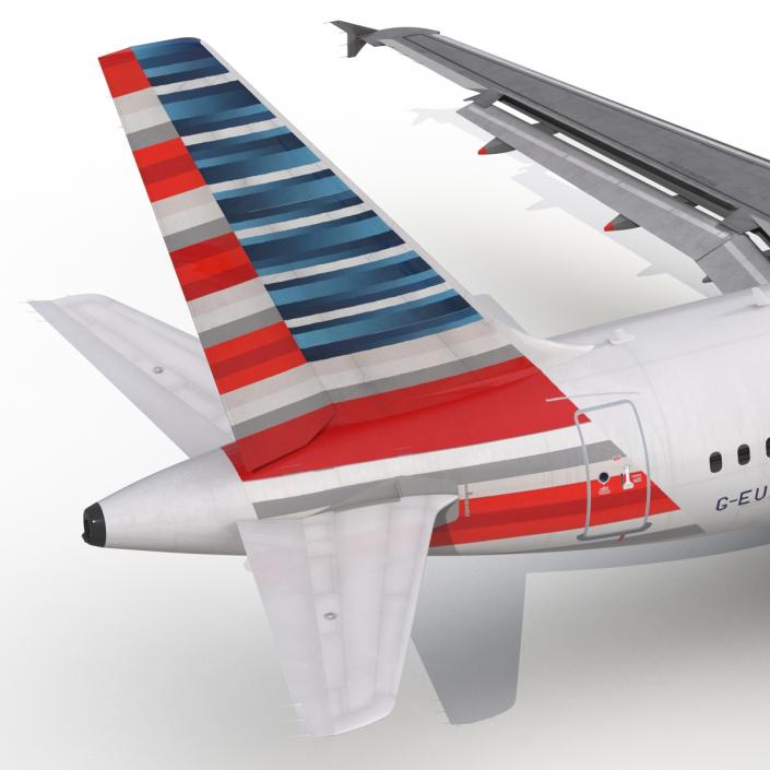 3D Airbus A318 American Airlines Rigged