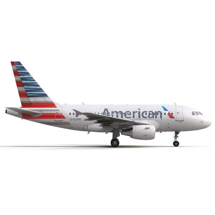 3D Airbus A318 American Airlines Rigged